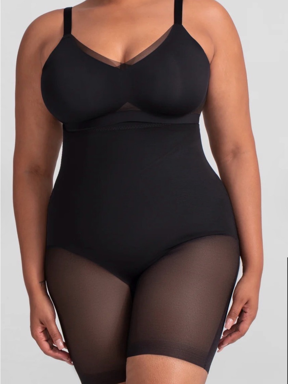 Honeylove superpower short color vamp size 1X black mid thigh